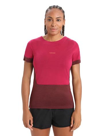 Cherry / Espresso Icebreaker ZoneKnit™ Merino Short Sleeve Slit Back Women's T Shirts | AU 1602MQZA